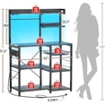 thumbnail image 3 of Bakers Rack with Power Outlet and LED Light, 6-Tier Microwave Stand Storage with Wire Basket, Coffee Bar Cabinet with 10 Hooks, Kitchen Island Table for Spices, Pots, Pans, Grey, 3 of 7