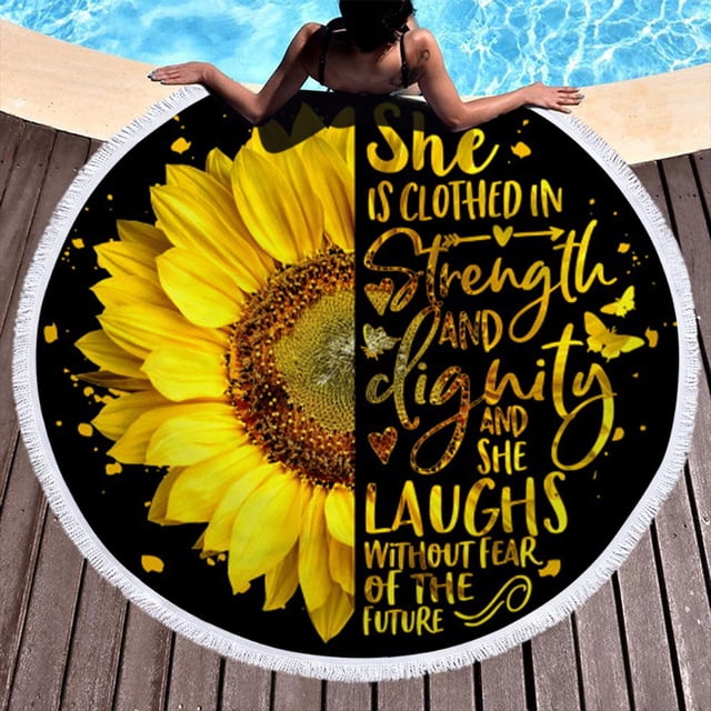 LSLJS Beach Serviette de Plage Été Serviette de Plage Essentials Motif Rond Plage Piscine Serviette de Douche Ménagère Couverture Tapis de Yoga