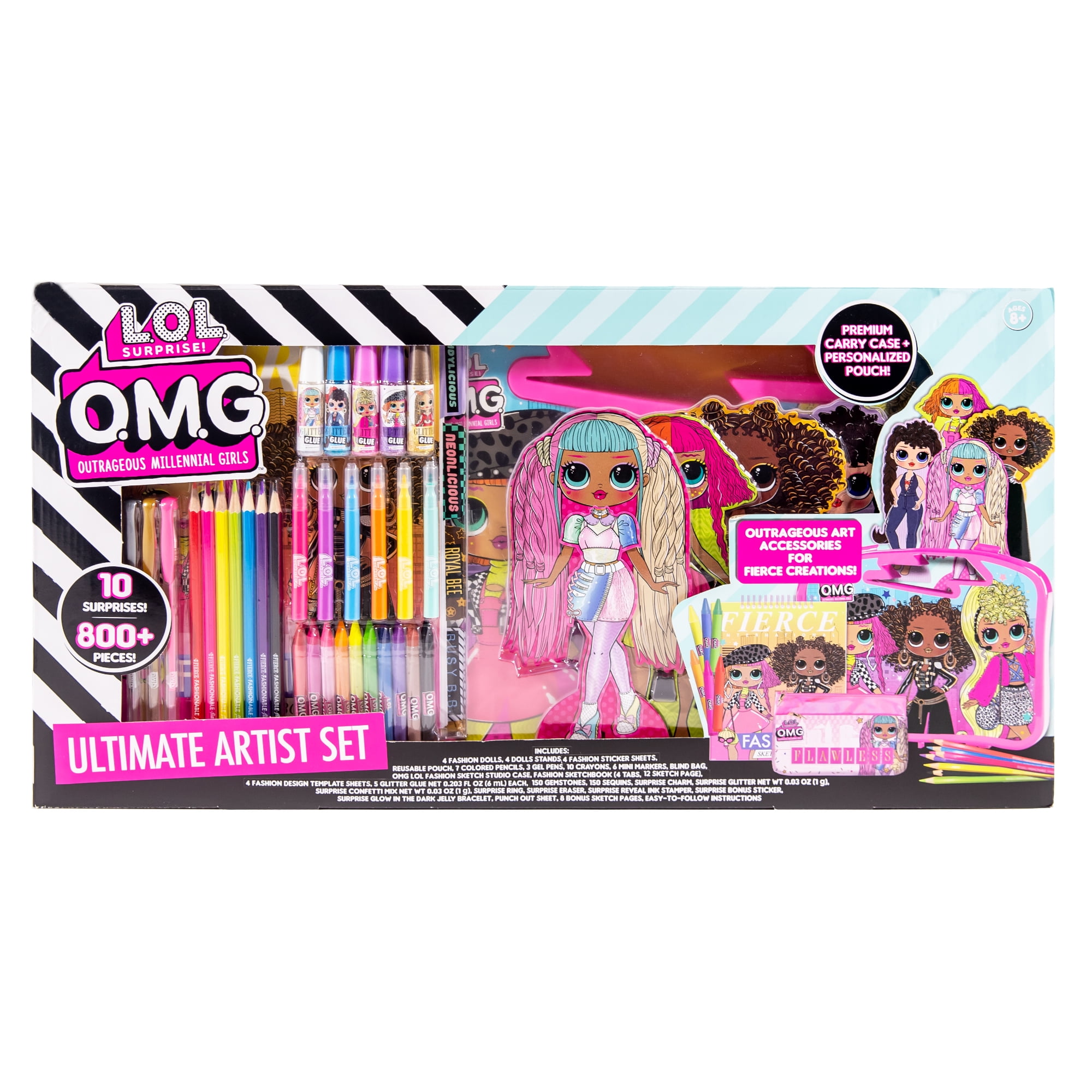 LOL Surprise! O.M.G. Ultimate Artist Set with Carry Case, Holographic Pouch, Dress Up Dolls \u0026 Fashion Sketchbook - Walmart.com - Walmart.com