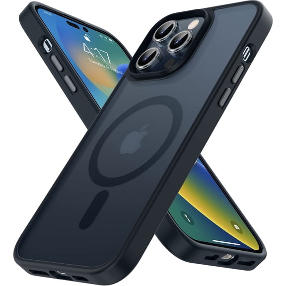 Magnetic Case for iPhone 14 Pro/Pro Max Case MIL-Grade Drop Tested & Compatible with MagSafe Translucent Matte Back with Aluminum Alloy Keys, Anti-Fingerprint Anti-Scratch
