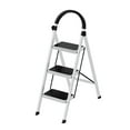thumbnail image 4 of Limorve Step Ladder, 3 Step Ladder Folding Step Stool, Multi-Purpose Collapsible Ladder for Home or RV Outdoor Work, Heavy Duty 330 lbs Load (White, Red), 4 of 7