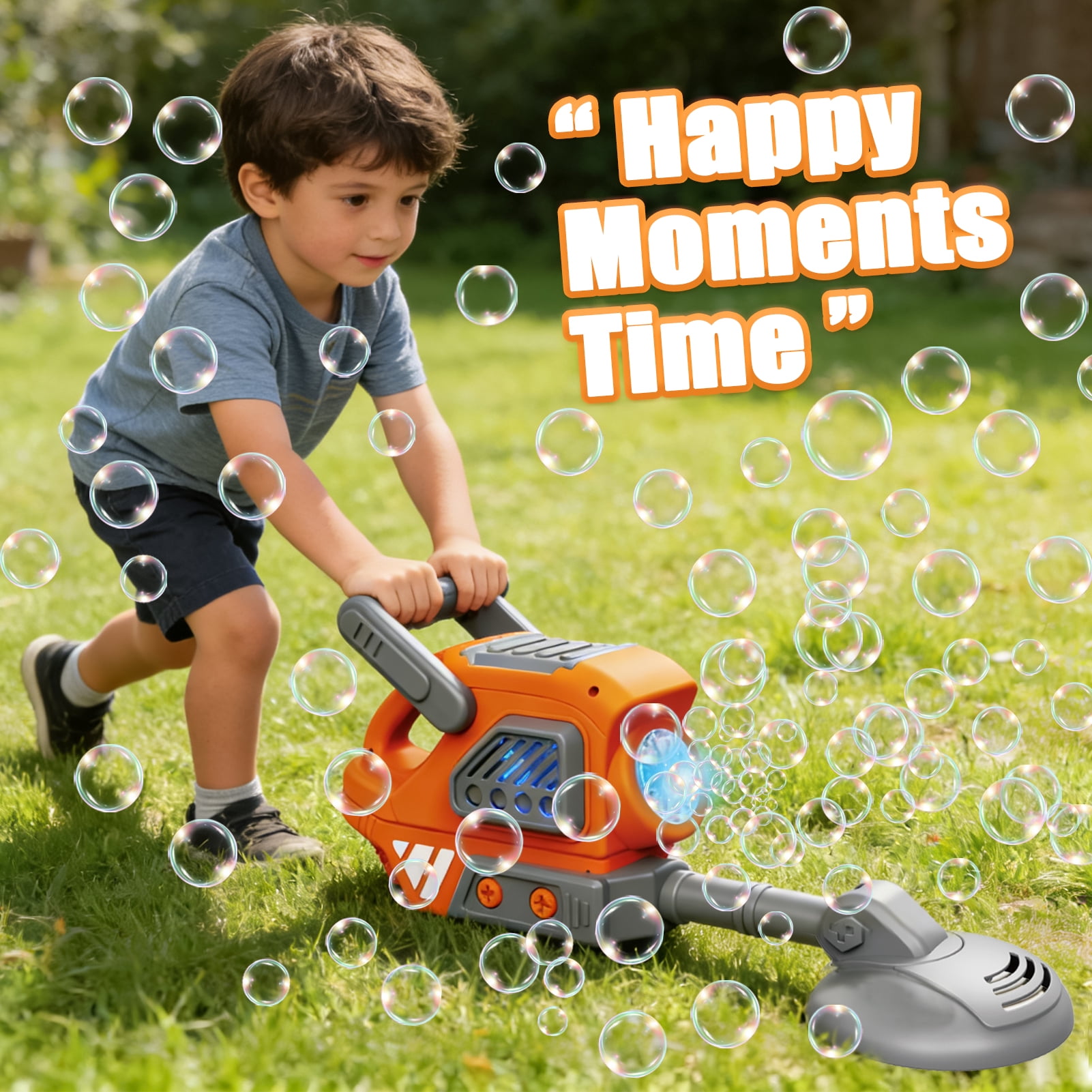 Sunforu 3PC Bubble Machine Toy Set for Toddlers, Include Bubble Lawn Mower,Saw & Watering Can, Indoor Outdoor Play Push Toy for Boy Girl