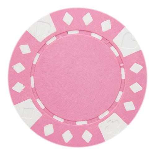 Diamond Suited Blank 11.5g Poker Chips, Pink Clay Composite, 50pack