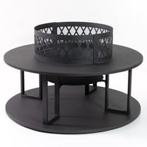 Deko Living  38 in. Diameter Outdoor Steel Woodburning Fire Pit with Log Storage