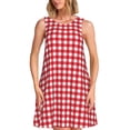 thumbnail image 1 of Fotbe Red Checkboard Vestido de Verano sin Mangas para Mujer – Vestido Midi Línea A, Estilo Camiseta Floral, Vestido Playero Casual y Fluido, 1 of 7
