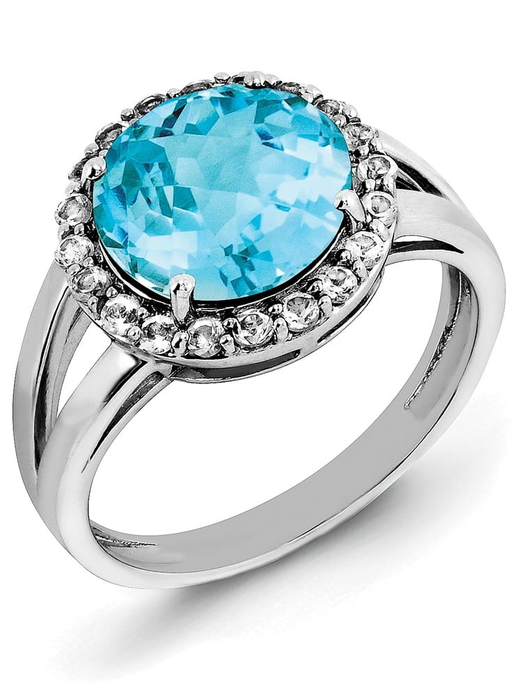 Diamond2Deal - 925 Sterling Silver Rhodium Plated Light Blue Topaz