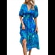 thumbnail image 2 of Vestidos de Verano para Mujer 2025, Informales, con Mangas Abullonadas, Cuello en V, Florales, Estilo Bohemio, Vestido . Azul L, 2 of 10