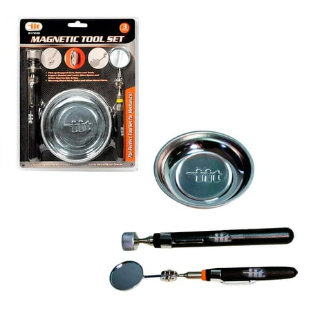 Telescoping Self Examination Mirror - 3 Pc Magnetic Tool Set Pick Up Parts Tray Telescoping Inspection Mirror Holder