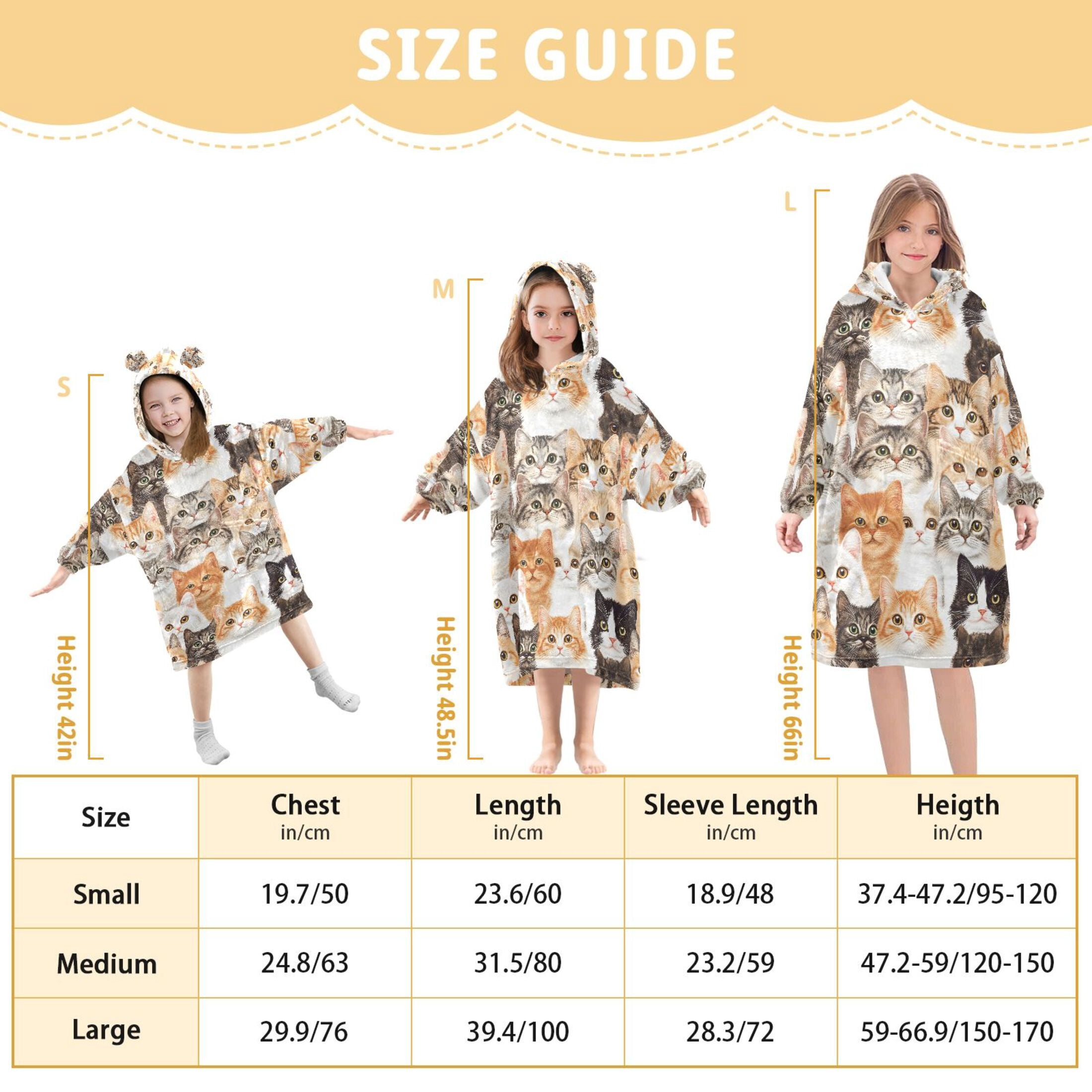 joogoo Blanket Hoodie Doodle Cats Cute for Oversize Sweatshirt Boys Girls 3-14 YR L