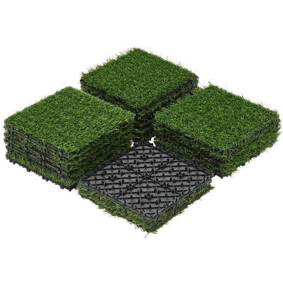 BOBOKY 12" x 12" Artificial Grass, Turf Tiles Interlocking Self-draining Grass, Fake Grass, Grass Pad for Dogs Potty, Patio, Balcony, Outdoor, Floor Decor, Pet, 27 Pack