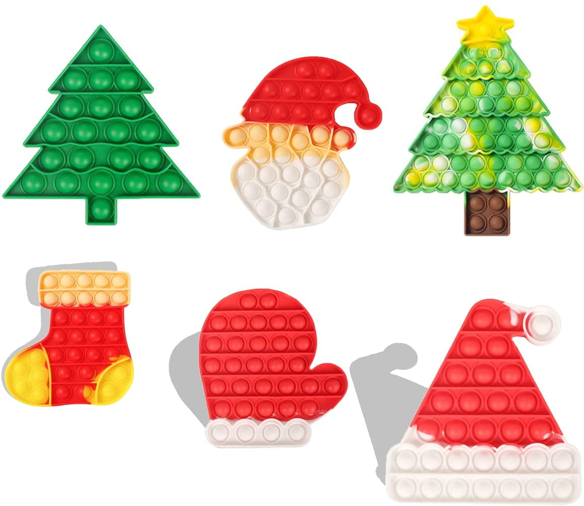 BINGLALA 6Pcs Pop Christmas Push Bubble Sensory Fidget Toys Simple Christmas Fidgets