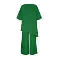 thumbnail image 5 of Homenesgenics Womens Pajama Sets Solid V-Neck Long Sleeve Split Top And Pants Set Womens Clothes under $8, 5 of 8