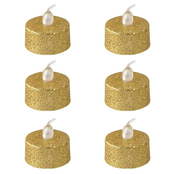 MOQLOM Christmas Glitter Tea Lights, 6pcs Christmas Flameless Votive Candle Lights, Electric Fake LED Candle for Indoor Table Party Decor