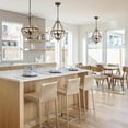 thumbnail image 4 of LNC 4-Light Rusty Bronze and Distressed Wood Farmhouse LED Kitchen Island Chandelier, 4 of 16