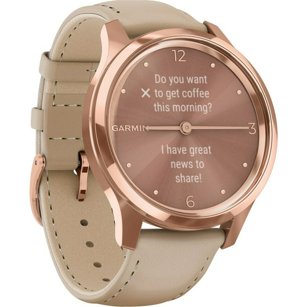 Garmin vivomove® Luxe Light Sand Leather with 18K Rose Gold