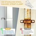 thumbnail image 5 of Uxcell 2Pcs U Shape Square Tube Clamp, 60x40mm U Shaped Bracket 304 Stainless Steel Square Strap Clamp with Phillips Head Self Drilling Screws for Pipes Door Closed Bar Holder Railings, 5 of 7