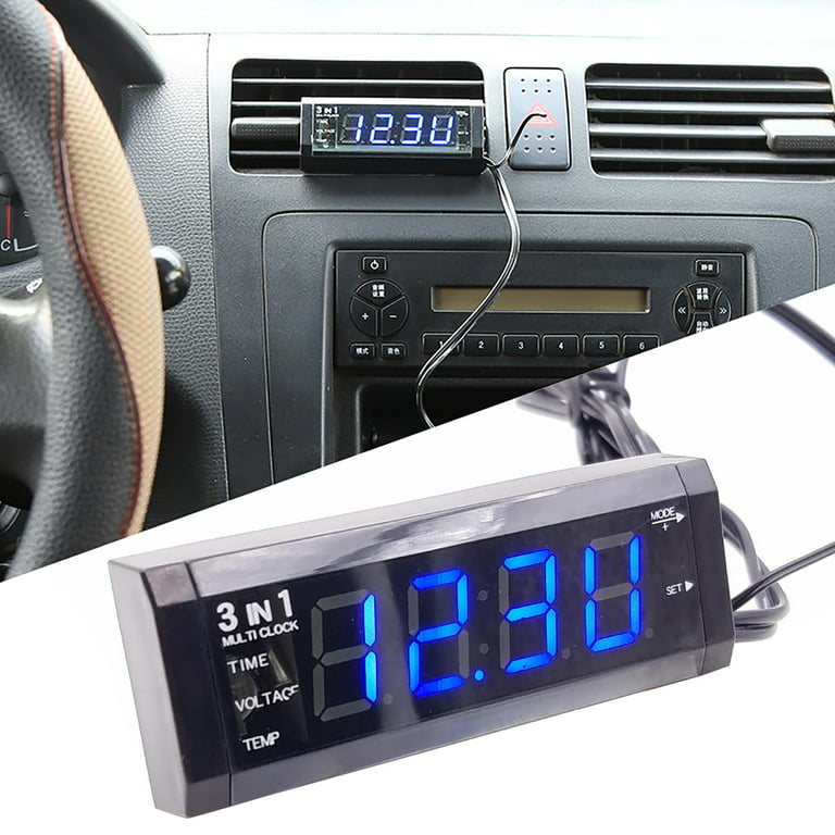BetterZ Car Clock DC 12V Multi-function 3 In 1 Digital Electrical Meter  Voltmeter Panel for Car 