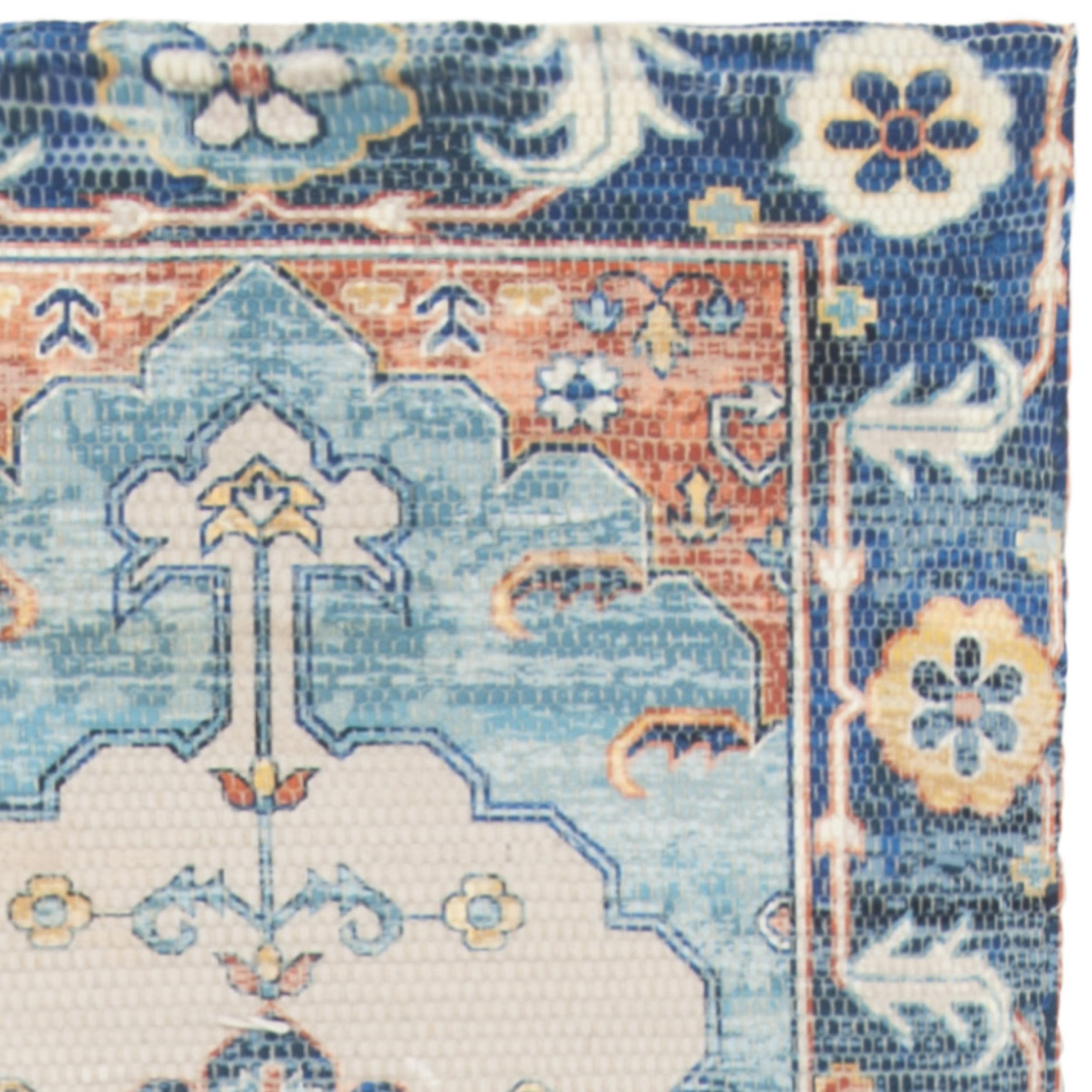 SAFAVIEH Saffron Leighton Vintage Runner Rug, Blue/Coral, 2'3" x 6'