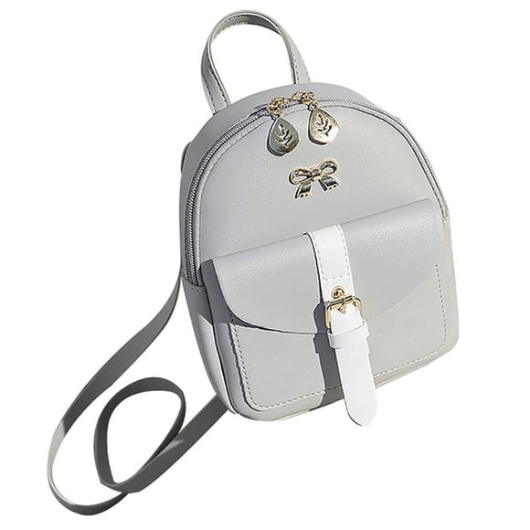 MesaSe Women Bow Decoration Mini Backpack PU Leather Backpack Solid Color School Bag