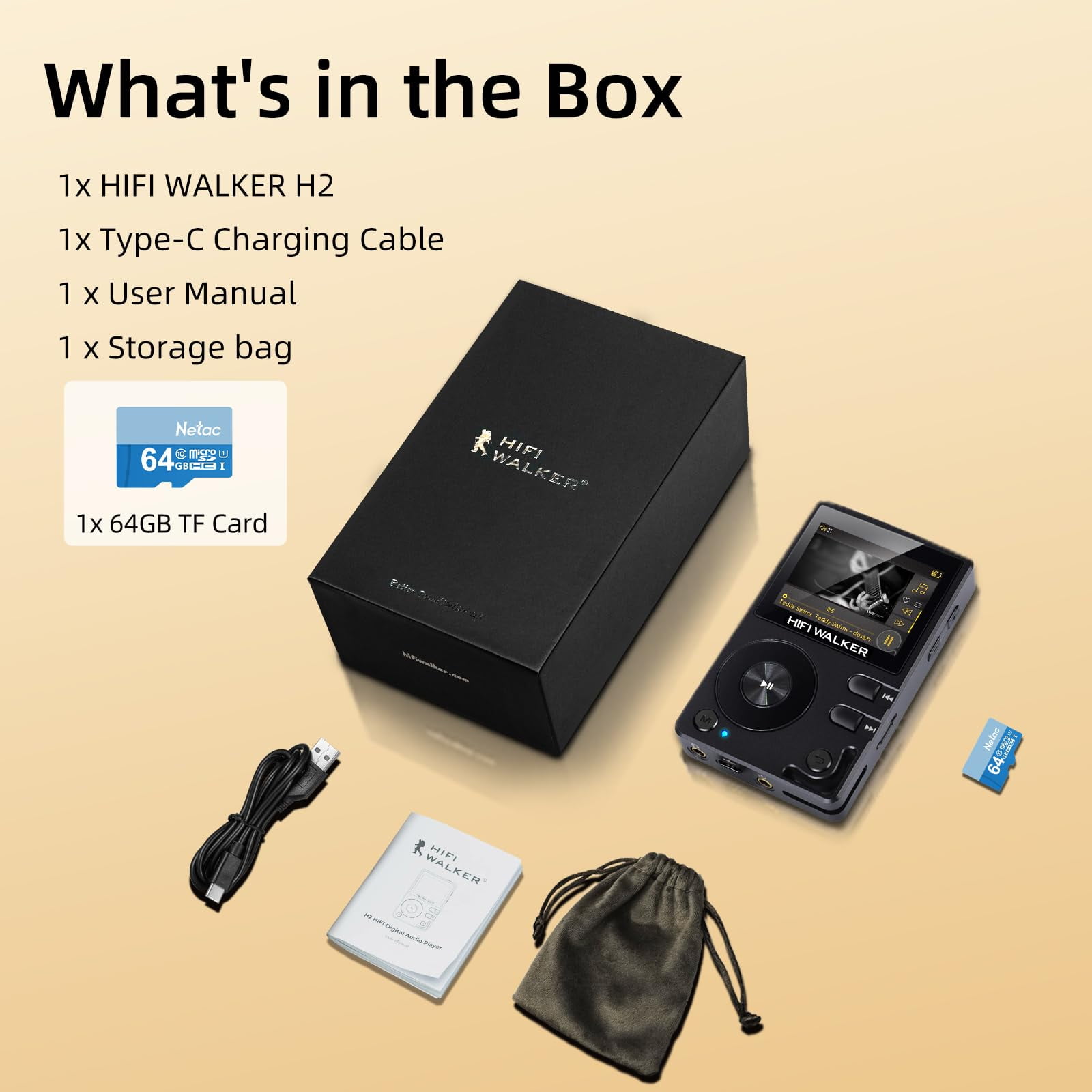 HIFI WALKER H2 音楽プレーヤー HiFi Walker H2 – Simple & Portable MP3 Player for Everyday