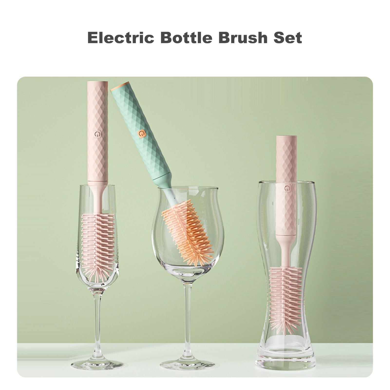 BOKYAN 2‑Speed Electric Bottle Brush Set – Waterproof, Wall‑Mounted, Multi‑Tool Cleaner with Silicone Brush, Nipple & Straw Attachments, Blue