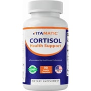 Vitamatic Cortisol Health Support - 90 Veggie Capsules - Made with Adaptogenic Blend with Ashwagandha, Rhodiola, Magnolia, L-Theanine, Phosphatidylserine