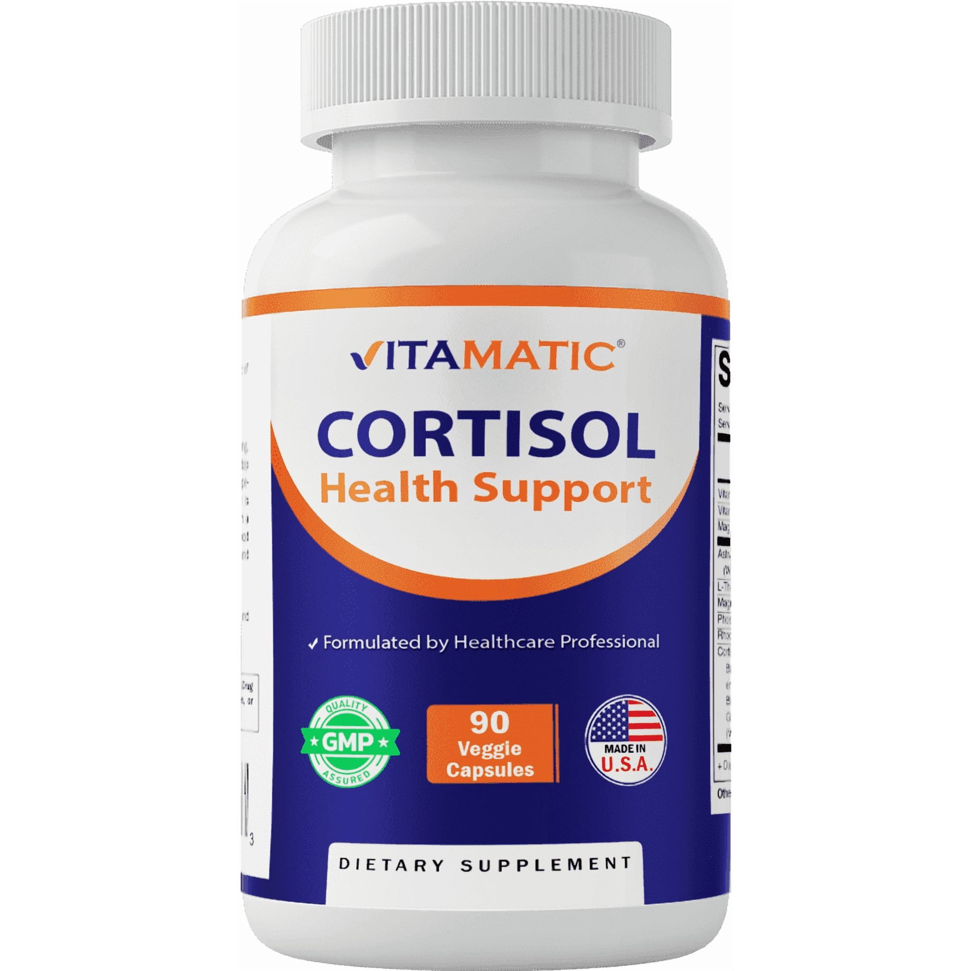 Vitamatic Cortisol Health Support - 90 Veggie Capsules - Made with Adaptogenic Blend with Ashwagandha, Rhodiola, Magnolia, L-Theanine, Phosphatidylserine