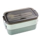 thumbnail image 1 of Lonchera de 2 Lonchera Apta para Microondas Lonchera Caja de Almacenamiento de Alimentos Caja Bento para Estudiantes Niños Trabajadores de Oficina Verde, 1 of 5