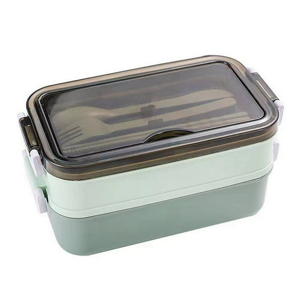 Lonchera de 2 Lonchera Apta para Microondas Lonchera Caja de Almacenamiento de Alimentos Caja Bento para Estudiantes Niños Trabajadores de Oficina Verde