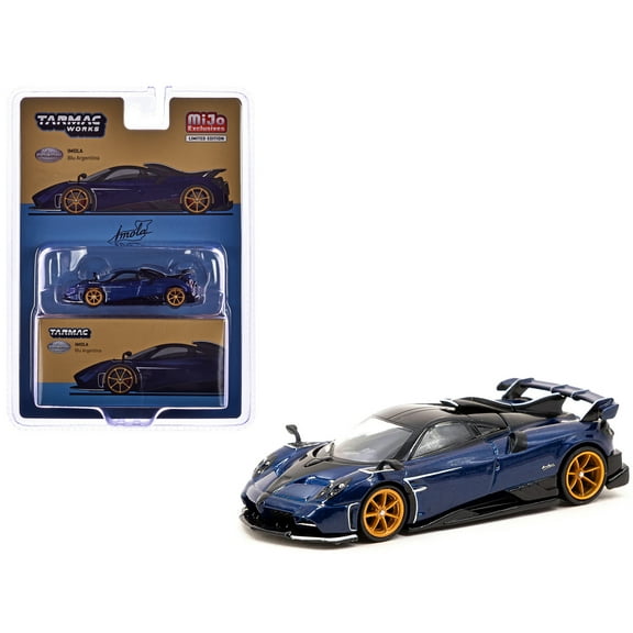 Pagani Imola Argentina Blue Metallic with Black Top "Global64" Series 1/64 Diecast Model by Tarmac Works