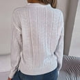 thumbnail image 5 of TFEOQRY Pullover Sweater for Women Hollow Solid Color Casual Button Knitwear Long Sleeved V-Neck Sweater Top White, 5 of 8