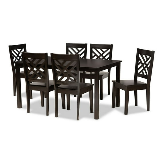 Ani Dark Brown Finished Wood 7-Piece Dining Set