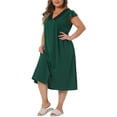 thumbnail image 4 of Agnes Orinda Plus Size Nightgown for Women Sleepwear Lace V Neck Cap Short Sleeves Nightshirt Sleepdress, 4 of 5