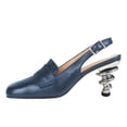 thumbnail image 2 of YDN Women's Closed Square Toe Loafers Special Spiral Heels Slingback Buckled Back Strap Shoes for Party Casual Daily Dressy Pumps Shoes Size 7.5 Blue, 2 of 4