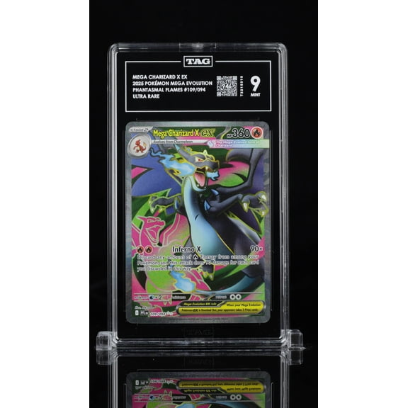 Collectible Graded 9 TAG 2025 MEGA Pokémon Mega Evolution Mega Charizard X ex 109/094 Trading Card