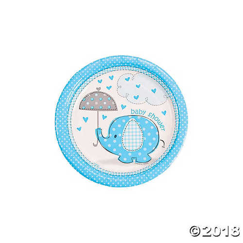 Umbrellaphants Blue Paper Dessert Plates