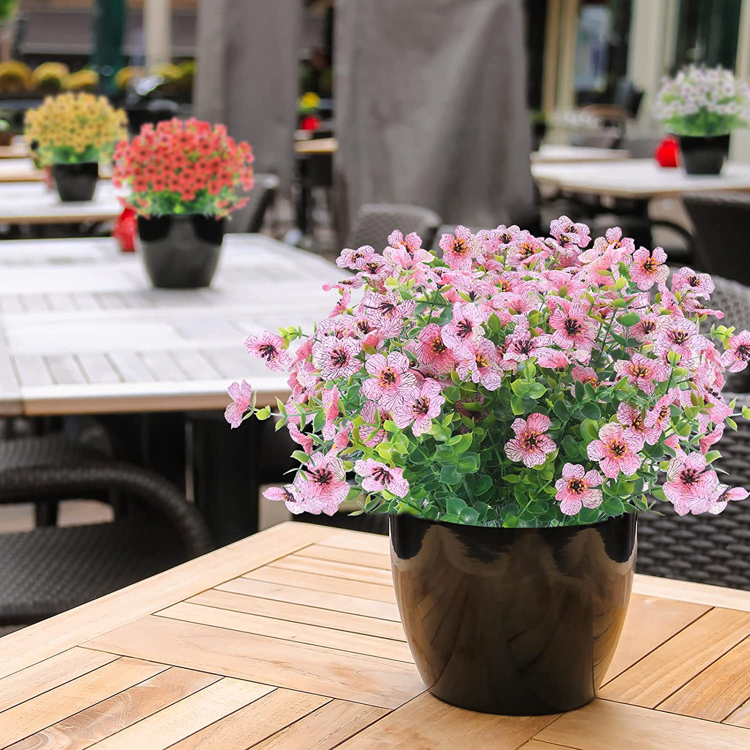 MAMOWEAR Artificial Flowers for Outdoors UV Resistant violets Fake Flowers No Fade Faux Plants Garden Porch Window Box Decorating