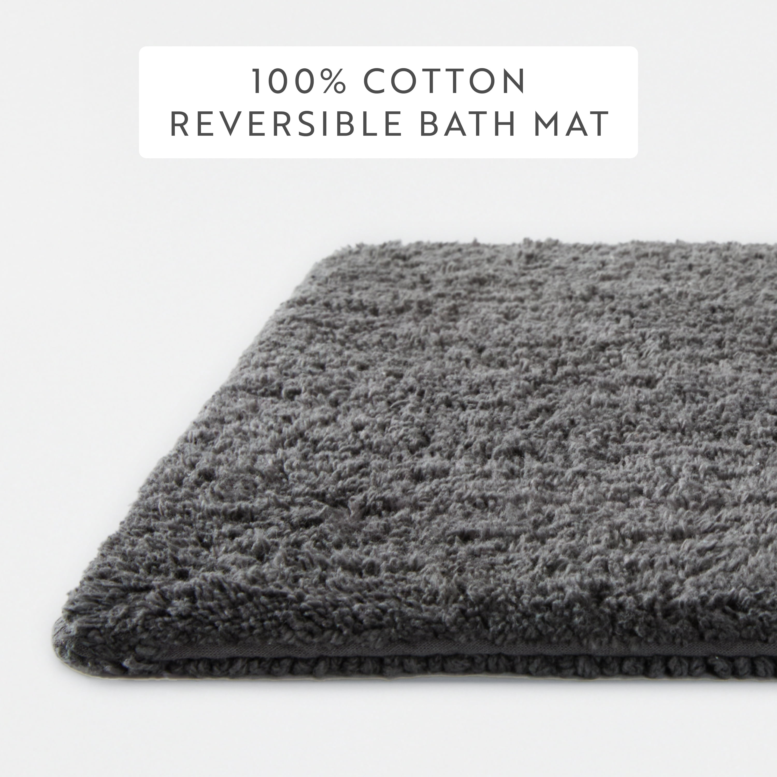 100% Cotton Reversible Solid Bath Mat by Comfort Canopy, Gray, 24" x 17"