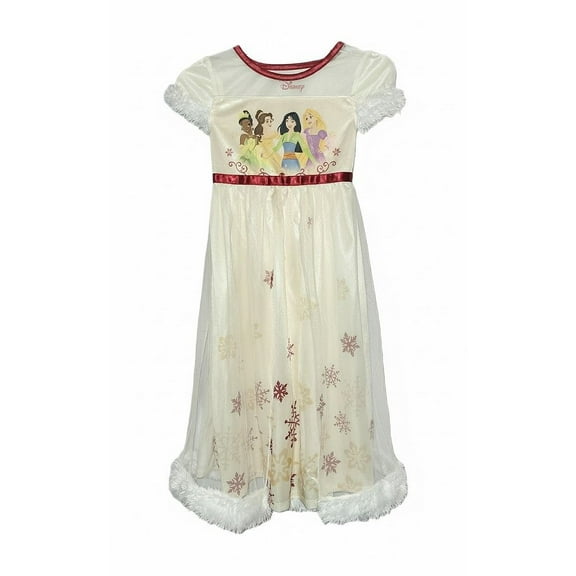Disney Princess Winter Snowflake Print Christmas Nightgown (Small 6/6X)