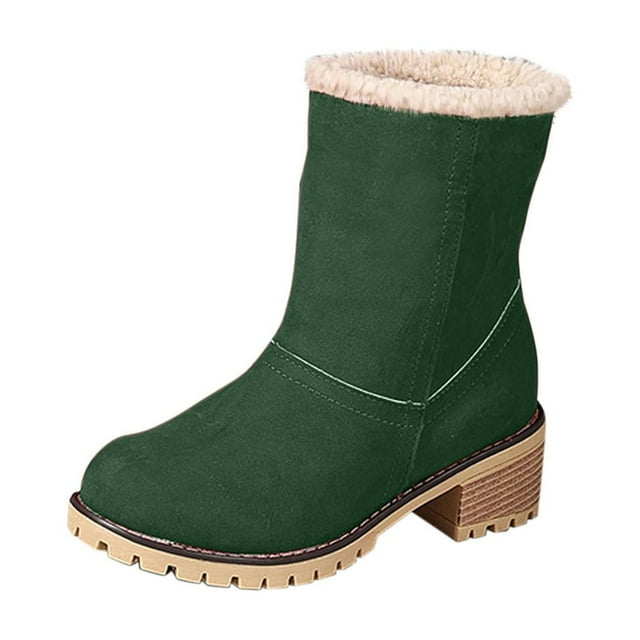 Bottes de Neige pour Femmes, Mode Décontractée, Chaudes, avec Boucle de Ceinture, Bout Rond, Talon Haut, Parfaites pour l'Hiver