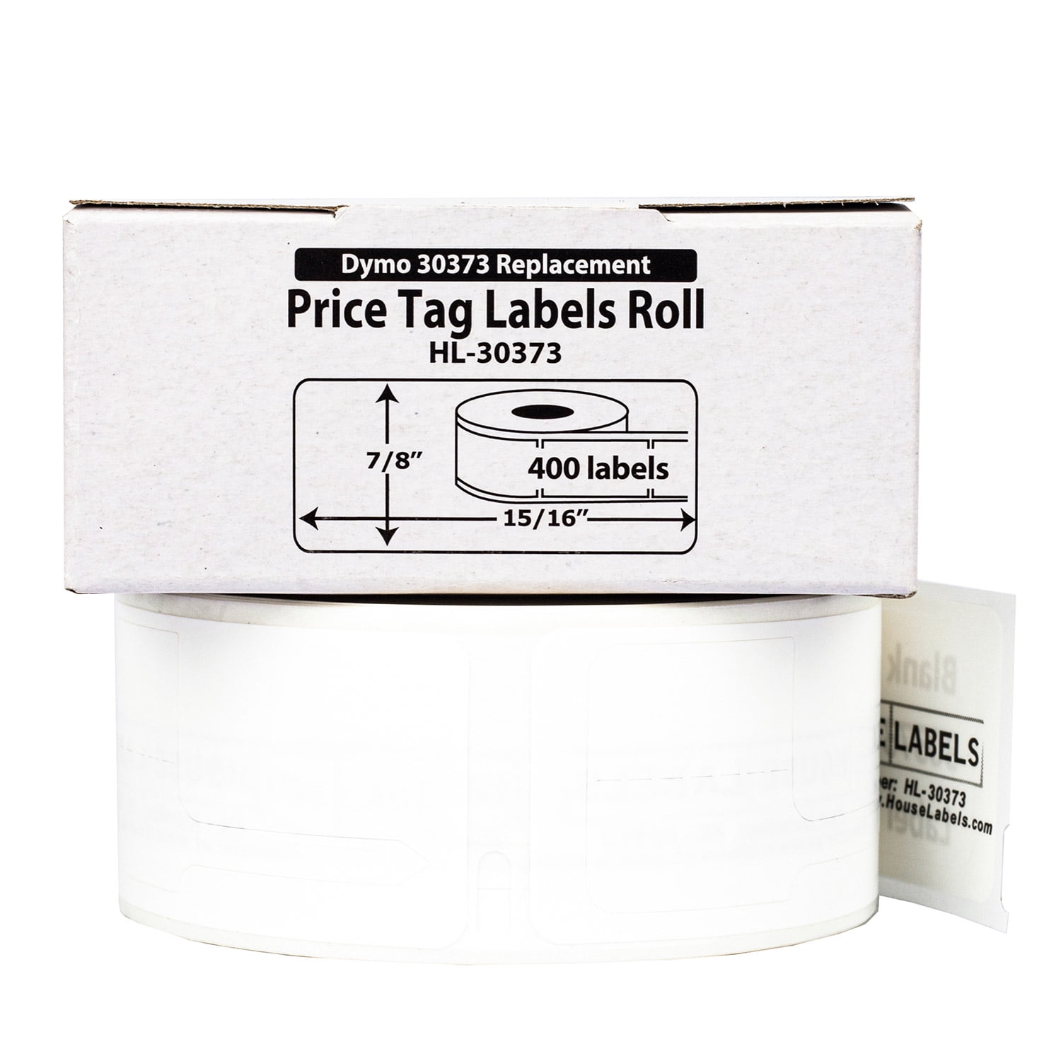HOUSELABELS Compatible DYMO 30373 Retail Labels (7/8" x 15/16"), strong permanent adhesive, compatible with DYMO LW 450, 4XL, Rollo & Zebra Desktop Printers, 8 Rolls /3200 Labels