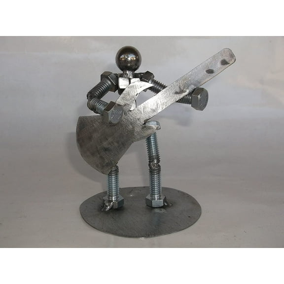 Bass Guitarist Metal Bolt Figurine