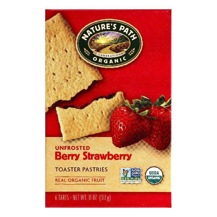 Natures Path Berry Strawberry Unfrosted Toaster Pastries, 6 ea (Pack of