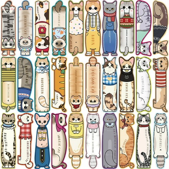 30Pcs Animal Cats Kitten Bookmarks Book Mark Book Page Divider 1.6x5.6In Bookmarks for Book Lover Reader Student Teacher