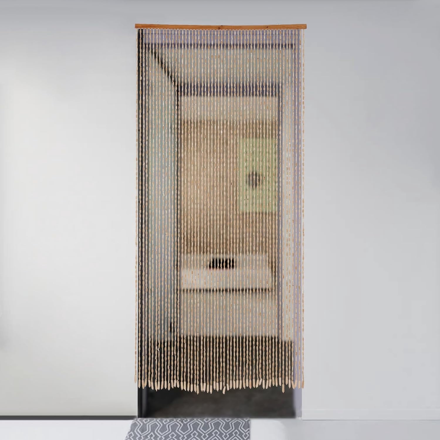 52 String Bamboo Wood Beaded Curtain Bamboo Wooden Doorway Curtain 78.7 * 35.4in Door Curtain for Doorway Closets Bamboo Door Beads Hanging Decoration