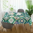 thumbnail image 3 of Yayeee Tablecloths 60" x 60" Rectangle Wrinkle Resistant Party Table Cover, Green Geometric Flowers, 3 of 8