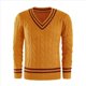 thumbnail image 2 of Suéter de Cuello en V para Hombre, Informal, de Punto , Ajustado, de Larga, para Otoño e Invierno. Amarillo XXL, 2 of 5