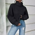 thumbnail image 2 of Duoif Womens Sweaters Women's High Neck Pullover - European & American Knitted Top Fall Sweaters for Women Black L, 2 of 5
