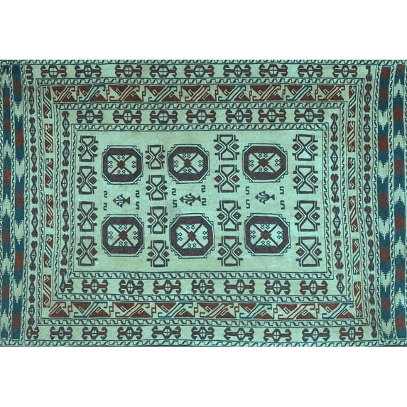 Ahgly Company Indoor Rectangle Persian Light Blue Traditional Area Rugs, 4' x 6'