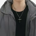 thumbnail image 3 of HOOUN Men Stainless Steel Chain Necklace Retro Double Nails Cross Fashion Pendant 1126-Black, 3 of 7